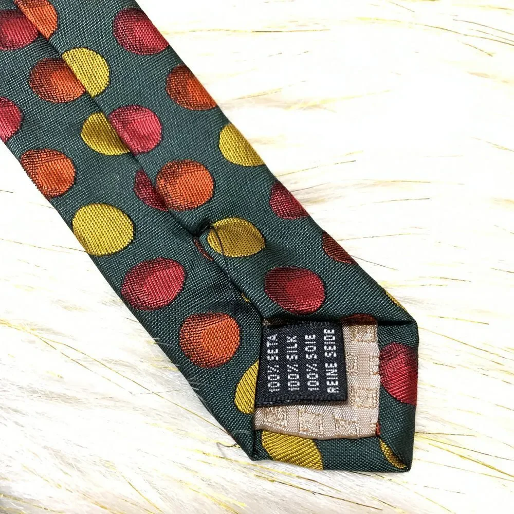 100% Silk Polk-dot green‎ red yellow 56